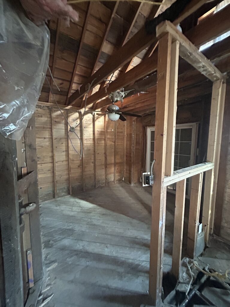 Fire-damaged interior gutted to studs- milwaukee